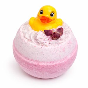Бомбочка для ванны с утенком розовая 200гр